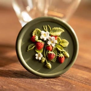 Timbro sigillo di cera fragola 3D/kit sigillo di cera fragola/timbro sigillo di cera fragola frutta/sigillo timbro di cera giardino di fragole