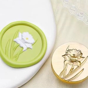 Timbro sigillo di cera 3D Narciso/Kit sigillo di cera Narcisi/Kit timbro sigillo buste di fiori/timbro sigillo di cera regalo di compleanno