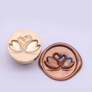 Timbro sigillo di cera di cigno 3D/Kit di sigillatura di cera di cigno doppio/Timbro di cera per amante del cigno/Buste regalo di nozze Kit di sigillo di cera