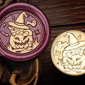 Timbro sigillo di cera leggera zucca/kit sigillante cera zucca di Halloween/sigillo timbro cera gatto