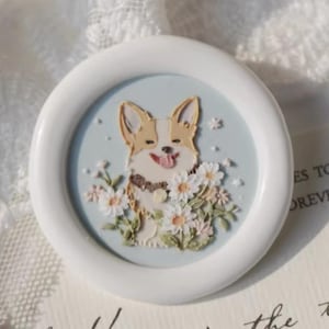 3D Welsh Corgis Wachssiegel Stempel/Corgis und Blumen Wachssiegel-Kit/Welsh Corgis Wachssiegelstempel/Süßer Hund Wachssiegelung/Wachs Siegelstempel