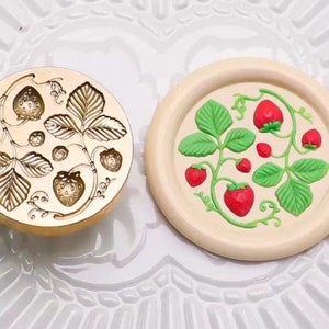 Timbro con sigillo di cera 3D fragola, kit di sigillatura con cera per congedo della fragola, timbro con sigillo di cera regalo di compleanno, sigillo con timbro di cera invito a nozze