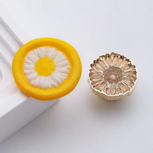 Timbro sigillo in ceralacca 3D a forma di margherita / Kit sigillo in ceralacca con bellissima margherita / Sigillo timbro in ceralacca a forma di fiore / Kit timbro sigillo buste regalo di compleanno