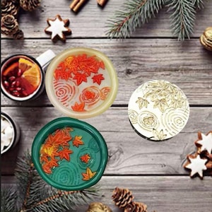 3D Maple Leaf Wax Seal Stamp: Ripple Design, Birthday Gift Kit