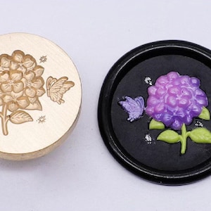 3D Hortensien und Schmetterling Wachssiegel Stempel / Hortensie Wachssiegel / Schmetterling Wachssiegel Set