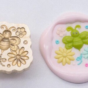 Timbro di sigillo di cera d'api carino 3D / Timbro di sigillo di cera di fiore d'api / Kit di sigillatura in cera di margherita / Sigillatura del timbro di cera di nozze