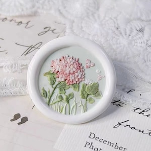 Timbro di ceralacca 3D Ortensie/Kit di sigillatura in cera Ortensie/Kit di sigillatura in ceralacca Fiori/Timbro di sigillo per buste regalo di compleanno