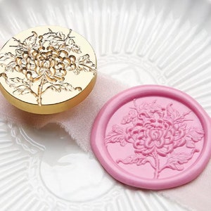 3D gelbe Chrysanthemen war Siegel Stempel / Chrysantheme Blumenwachssiegelset / Blumenwachsstempelsiegel