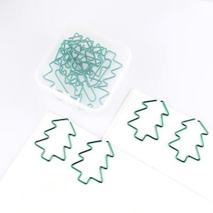 Clip di carta per alberi di pino di colore verde, graffette metalliche per alberi di Natale, clip per regali di Natale, forniture per ufficio, cancelleria