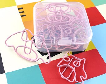 Clips metálicos de búho rosa para papelería de oficina