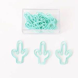 Graffette per cactus blu fai-da-te / Clip in metallo di cactus carino / Graffette in metallo cactus / Forniture per ufficio