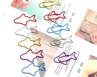 Colorful Fish Paper Clips: Metal Office Stationery (22x39mm)