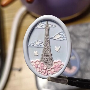 Timbro di ceralacca 3D Torre Eiffel/Kit di sigillatura in cera Sakura Paris/Timbro di ceralacca Uccello della pace/Kit di sigillatura in cera Nuvole/