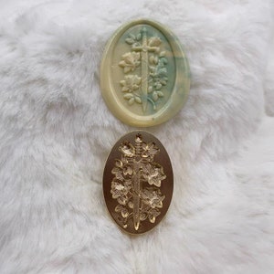 Timbro di ceralacca con spada e rosa / Kit di sigillatura in ceralacca con spada di forma irregolare con fiore / Kit di sigillatura in ceralacca per inviti di nozze