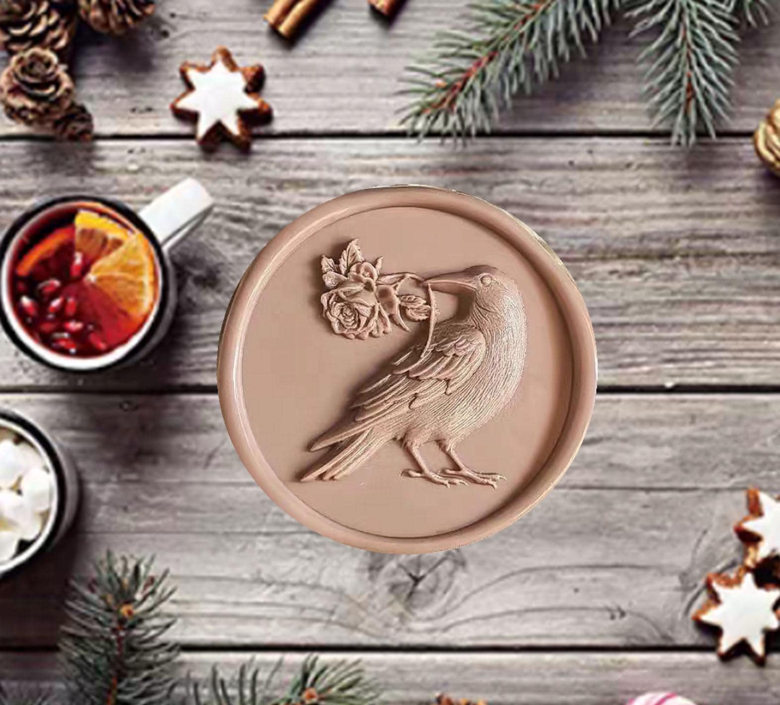 Wax Seal Stamp Hot Stamping Gift Box Set, 6 Pcs Sealing Wax Stamps Copper Seals 1 Wooden Hilt, Wax Stamp Kit For Cards Envelopes, Gift Packaging ( Christmas Series - View #3