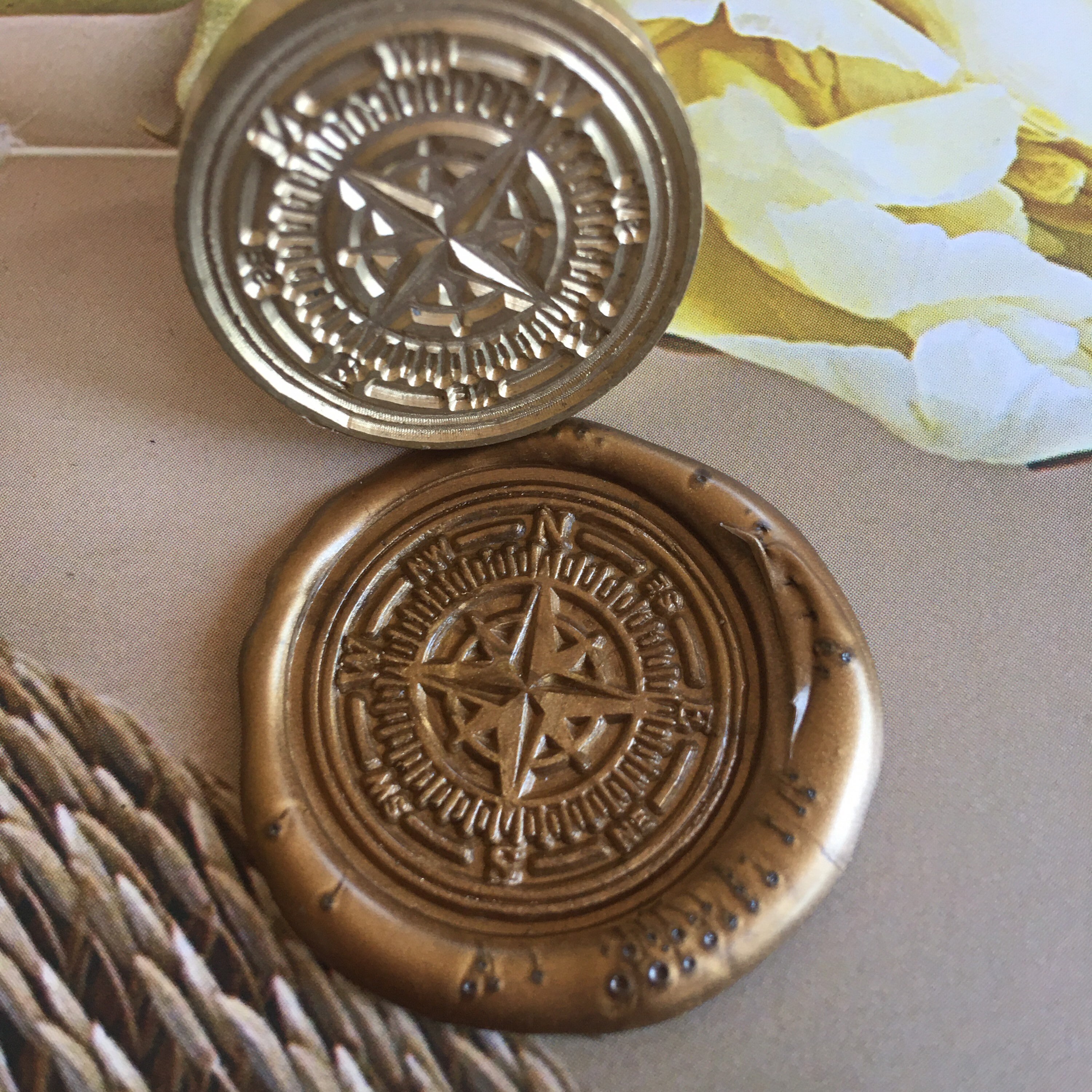 1pc Wax Seal Stamp Head Compass Sealing Brass Stamp Head Olny