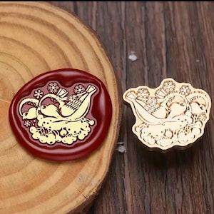 Timbro di ceralacca a forma irregolare con uccello/Kit di sigillatura in cera con uccello e neve/Timbro di sigillatura in cera con neve invernale/Timbro di sigillo per buste regalo di Natale