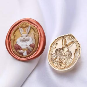 Tampon de cire 3D Lapin noble/Kit de cachet de cire de lapin mignon/Tampon de cire de lapin animal à cacheter/Tampon de cire enveloppes cadeau d'anniversaire