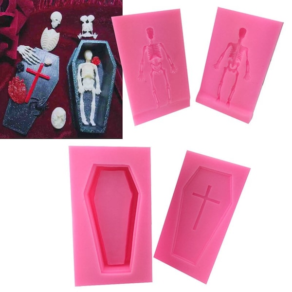 3D Coffin Silicone Mould/Cross Cake Mould/Coffin and Cross mold/Skull cake Mould/Resin Mould/Chocolates mold/Baking mold