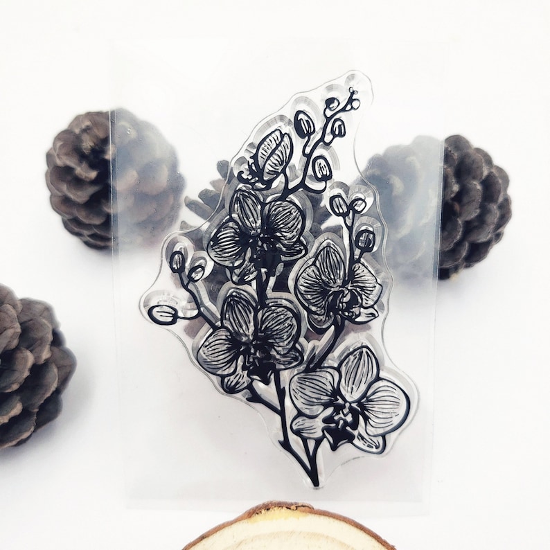 butterfly orchid clear stamp flower transparent clear stamp orchid rubber stamp flower clear stamp stationery stamp