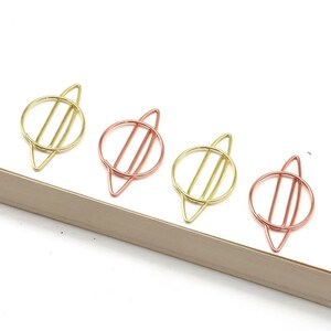 Rose Gold Planet Paper Clips: Metal Galaxy Stationery