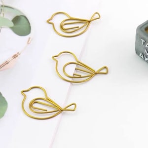 Oiseaux mignons Trombones ,Birds Shape Metal Paper Clips / Gold bird Binder Clips,Fournitures de bureau,Papeterie