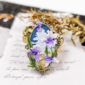 Timbro di ceralacca 3D Flower-de-luce/Kit di sigillatura in cera Iris/Kit di sigillatura in cera Flower-de-luce/Timbro di ceralacca con fiori e nuvole