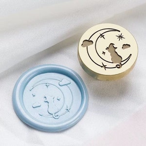 Timbro sigillo di cera Laser Cat in Moon /Magic Cat in Moonwax seal kit/kit di tenuta cera regalo di compleanno//set di scatole di francobolli di cera per matrimoni