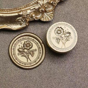Timbro di ceralacca con girasole in pizzo 3D / Kit di sigillatura in ceralacca con girasoli / Sigillo di ceralacca con girasole / Timbro di ceralacca per buste regalo di compleanno