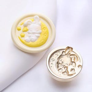 Timbro di ceralacca 3D "Coniglietto della luna"/Kit di sigillatura in cera "Coniglietto dei sogni dolci"/Timbro di ceralacca "Coniglietto carino"/Timbro di ceralacca "Coniglietto animale"