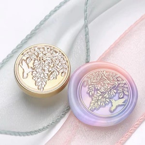 Timbro in ceralacca con glicine e colibrì/Timbro in ceralacca con glicine/Kit di sigillatura in cera con colibrì/Kit di sigillatura in cera personalizzato