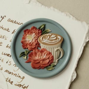 3D Camellia Wachssiegel Stempel / Latte Wachssiegel Stempel / Camellia Blume Wachssiegel Set / Kaffee Latte Wachssiegel Stempel