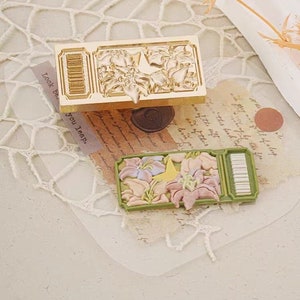 Timbro di ceralacca 3D con fiore di giglio verde/Kit di sigillatura in cera con fiore di giglio/Timbro di cera per busta con fiore da matrimonio