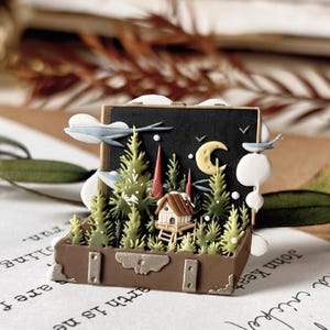 Timbro di ceralacca 3D Foresta/Kit di sigillatura in cera Foresta e Casa/Timbro di ceralacca Foresta e Luna/Timbro di cera per buste regalo di compleanno