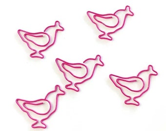 Pink Roosters Paper Clips/Cute Rooster Metal Clips/Chick Metal Paper Clips/Office Supplies