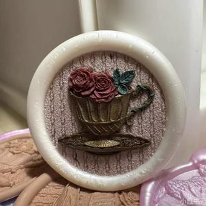 Timbro di ceralacca 3D Rose Tea / Kit di sigillatura in cera per tè / Timbro di ceralacca rosa e caffè / Sigillo di cera per teiera