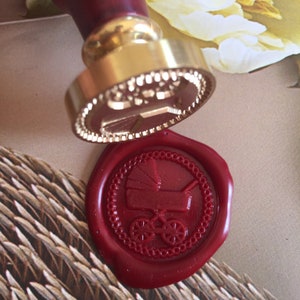 Timbro sigillo di cera per carrozzina/Kit di sigillo di cera per nuovo spettacolo per bambini/Timbro sigillo di cera per passeggino/Sigillo di cera personalizzato/Regalo di compleanno per bambino Sigillatura di timbro di cera