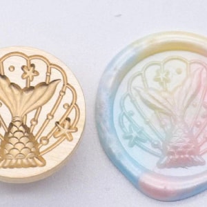 Timbro di ceralacca 3D con coda di sirena/Timbro di ceralacca con sirena e stella marina/Timbro di ceralacca per regalo di nozze