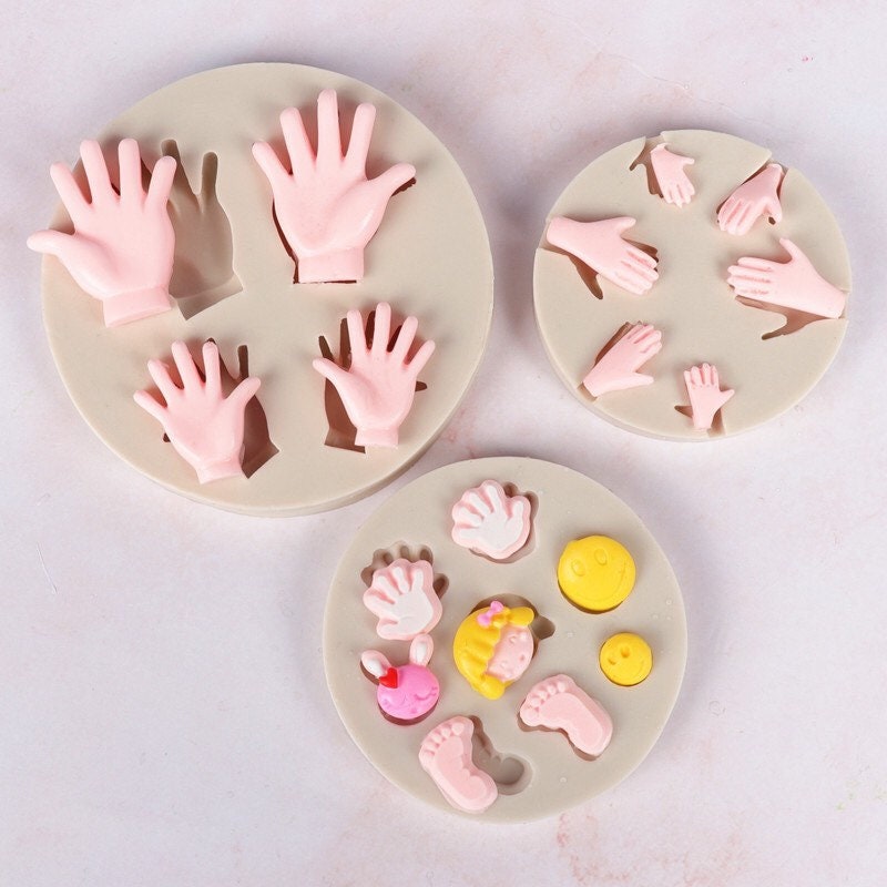 4 PCS Baby Feet Silicone Fondant Molds – 3D Cake Decorating Moulds For Baby Showers & Baking