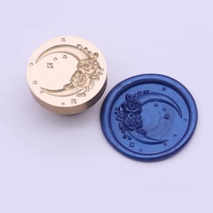 Timbro sigillo di cera rosa 3D/timbro sigillo di cera lunare/kit di sigillatura cera regalo di compleanno/timbro sigillo di cera rosa e luna