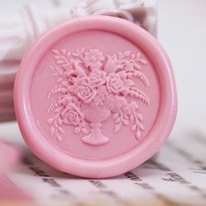 Timbro di ceralacca Bouquet 3D/Kit di sigillatura in cera Rosa in vaso/Timbro di ceralacca Fiore da matrimonio