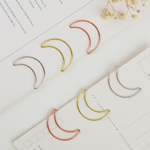 Bellissime graffette a forma di luna, graffette in metallo color oro rosa/graffette a forma di luna color oro e argento, articoli per ufficio, cancelleria