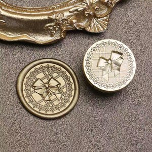 Timbro di ceralacca con fiocco in pizzo 3D / Kit di sigillo di ceralacca con fiocco / Bellissimo timbro di ceralacca con fiocco / Decorazione regalo di compleanno con fiocco