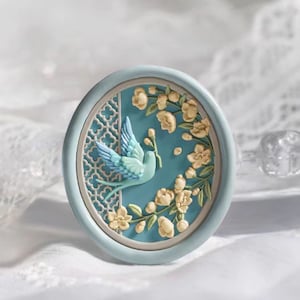 Timbro sigillo di cera 3D con rondine e finestre/Timbro sigillo di cera per fiori di giglio verdastro primaverile/Kit per sigillare cera per finestre con rondini e fiori/Timbro di cera personalizzato