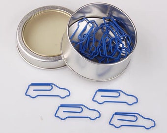 Blue Cars Paper Clips /Cars Metal Paper Clips/ Trolley Paper Clips /Suministros de oficina/