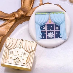 Timbro sigillo di cera 3D Winter Snow/Kit sigillo di cera fiocco di neve/Timbro di cera Windows Snow/Timbro sigillo buste regalo di Natale