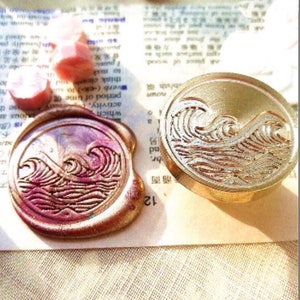 Timbro sigillo di cera d'onda/Kit di sigillatura di cera dell'onda dell'oceano/Kit di sigillatura di cera dell'onda marina/Kit di sigillo di cera personalizzato/Kit di timbri di sigillo per buste regalo di compleanno