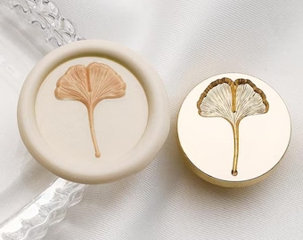 3D Ginkgo Leaf Wax Seal Stamp: Wedding Invitation Sealing (25mm)