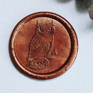 Timbro di ceralacca con gufo carino sul ramo/timbro di ceralacca con gufo/timbro di cera con animali/timbro di cera personalizzato/set di scatole di timbri di cera per matrimonio