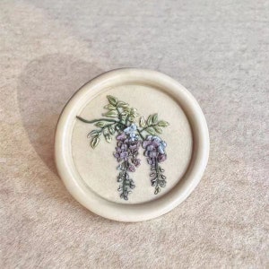 Timbro di ceralacca con glicine satinato / Timbro di ceralacca con fiore di glicine / Kit di sigillatura in cera con glicine e foglie / Timbro di ceralacca per buste regalo di compleanno